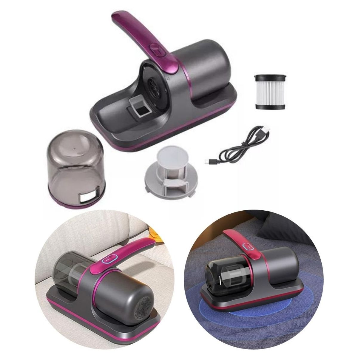 GENERICO - Aspiradora Inalámbrica De Mano Anti Ácaros Con Luz UV