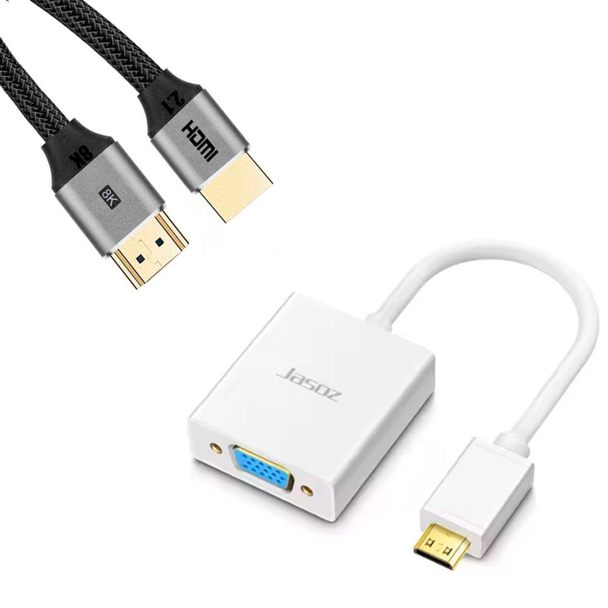 VARIOS - Pack Adaptador HDMI Macho a VGA Hembra Hagi + Cable HDMI 2.1
