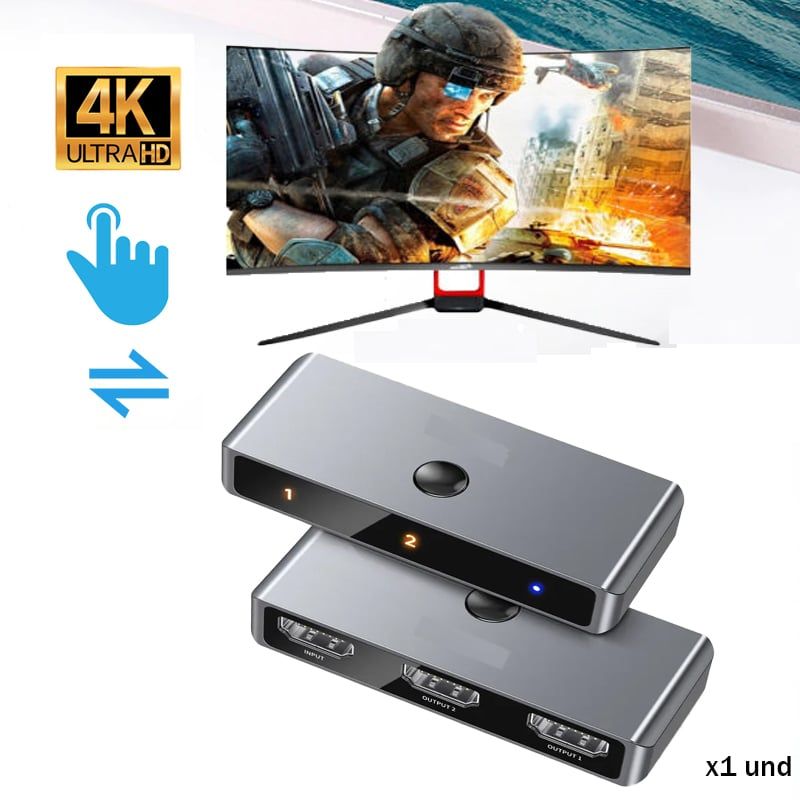 VARIOS - Switcher HDMI Bidireccional 4K 60Hz 2 en 1 PS5 PS4 Xbox TV.
