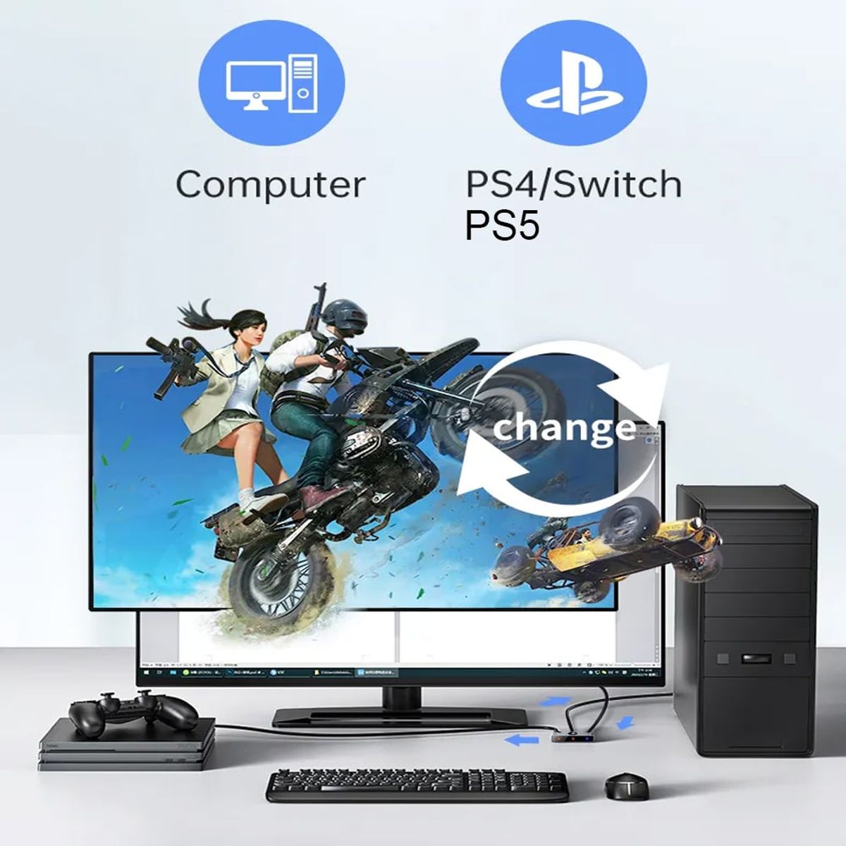 VARIOS - Switcher HDMI Bidireccional 4K 60Hz 2 en 1 PS5 PS4 Xbox TV.