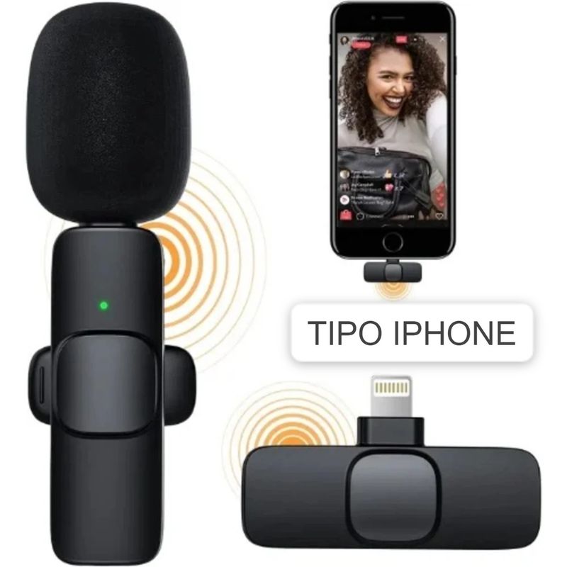 OEM - Solapero Inalámbrico Micrófono Compatible con iPHONE para Smartphone