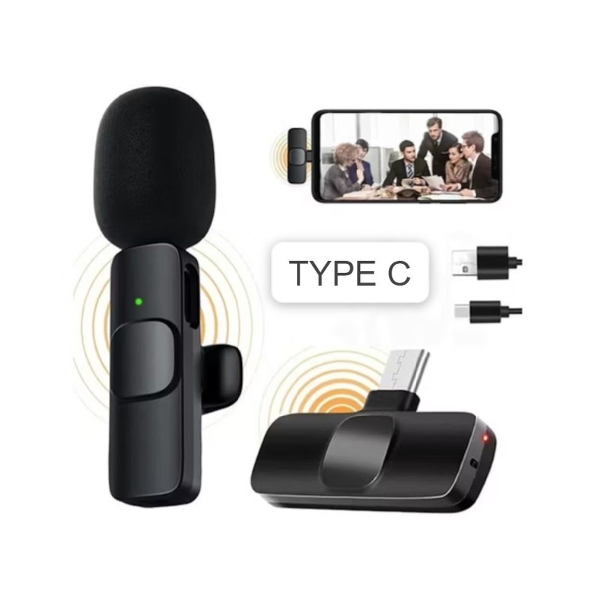 OEM - Solapero Inalámbrico Micrófono TIPO C para Celular Smartphone