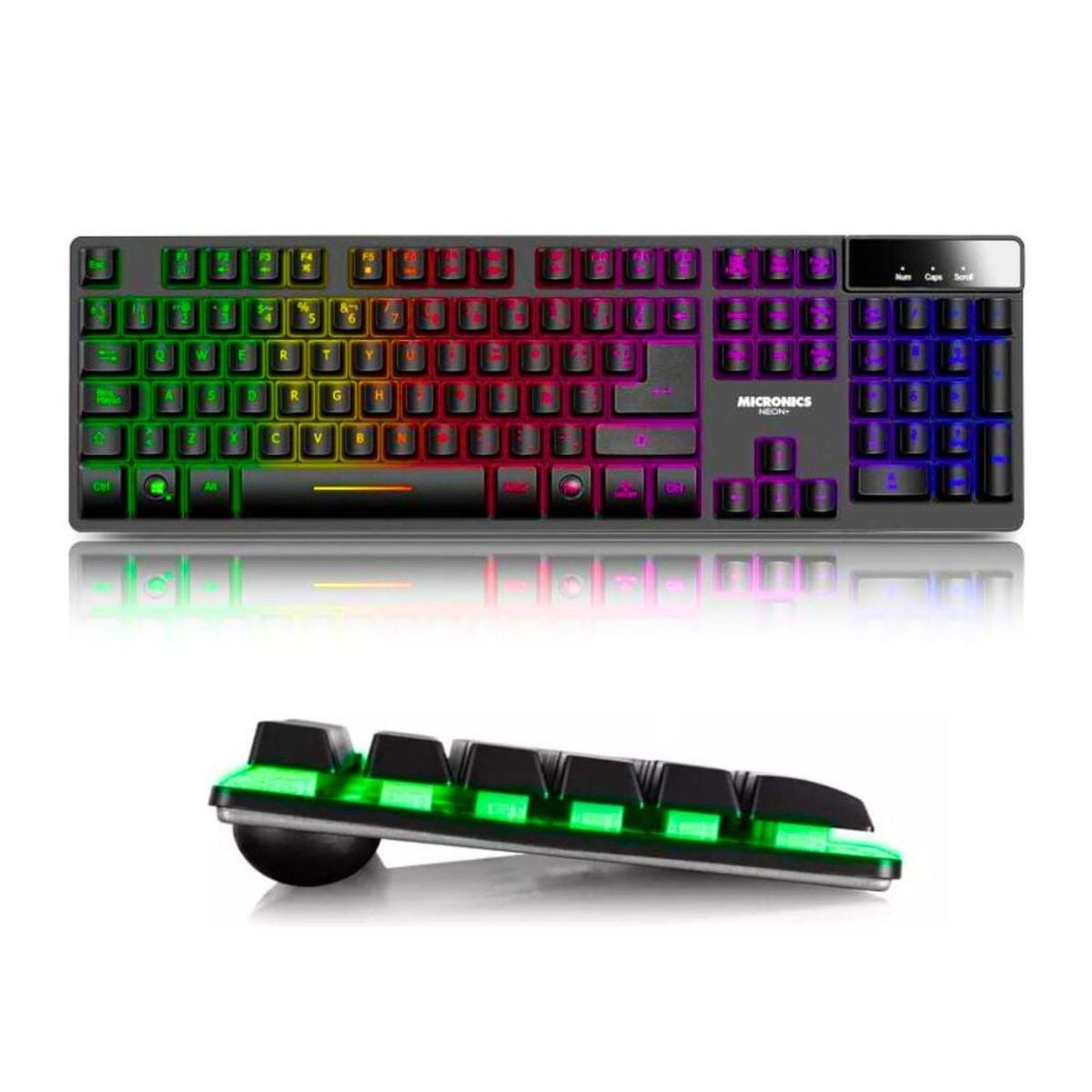 MICRONICS - Kit Gamer 3 En 1 Micronics Neon : Teclado + Mouse + Pad
