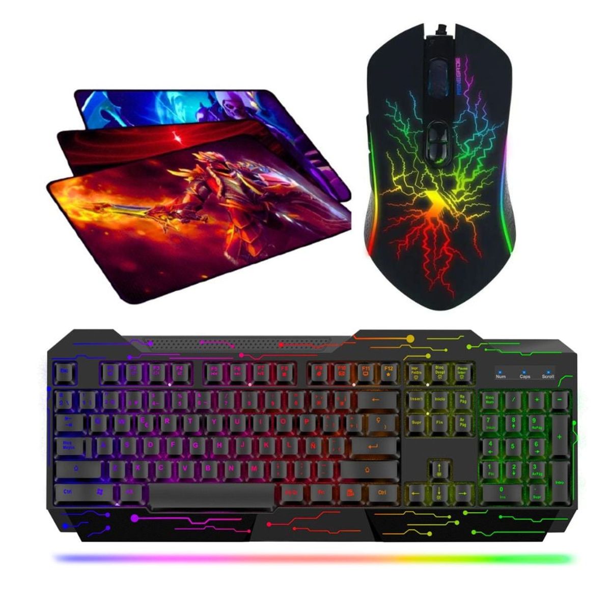 CYBERTEL - Kit Gamer 3 En 1 Cyb : Teclado Elektron + Mouse Xblade + Pad