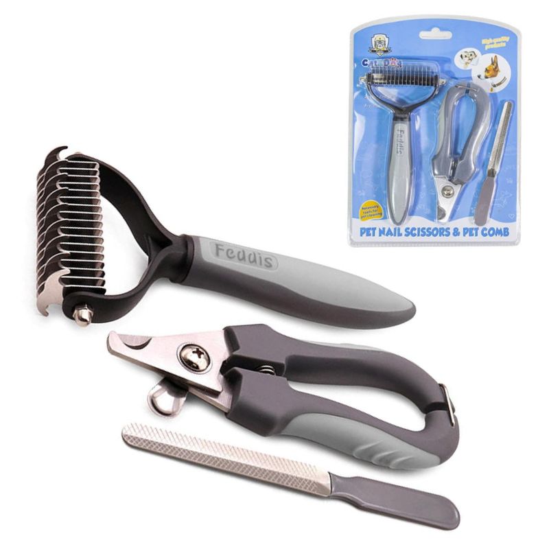 GENERICO - PEINE DESMOTADOR CORTA UÑAS Y LIMA KIT PLOMO GRANDE