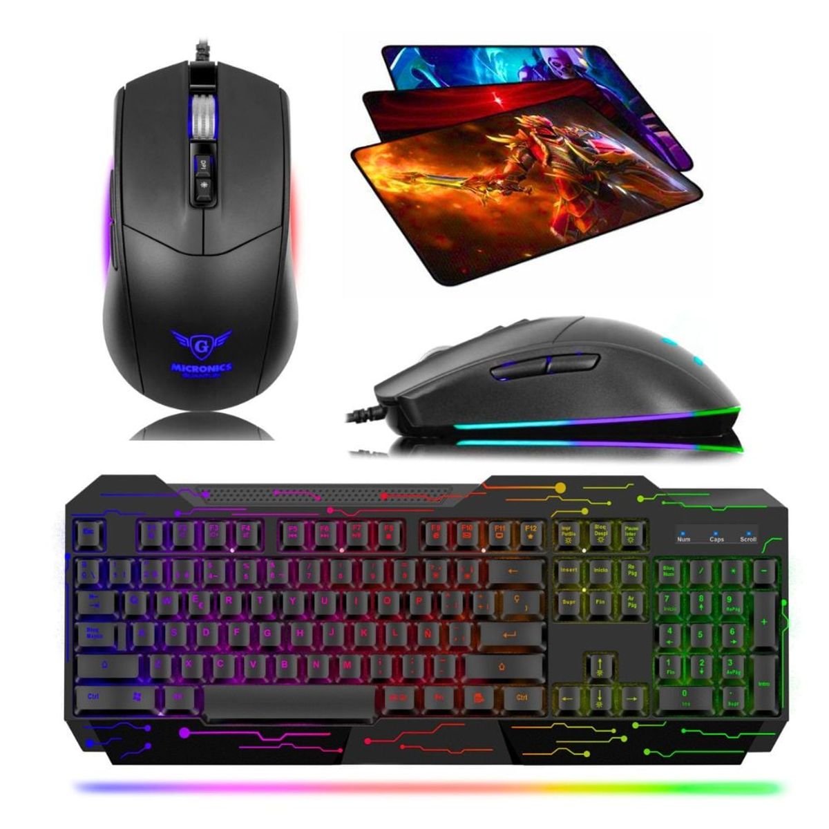 CYBERTEL - Kit Gamer 3 En 1: Teclado Elektron + Mouse Quantum + Pad