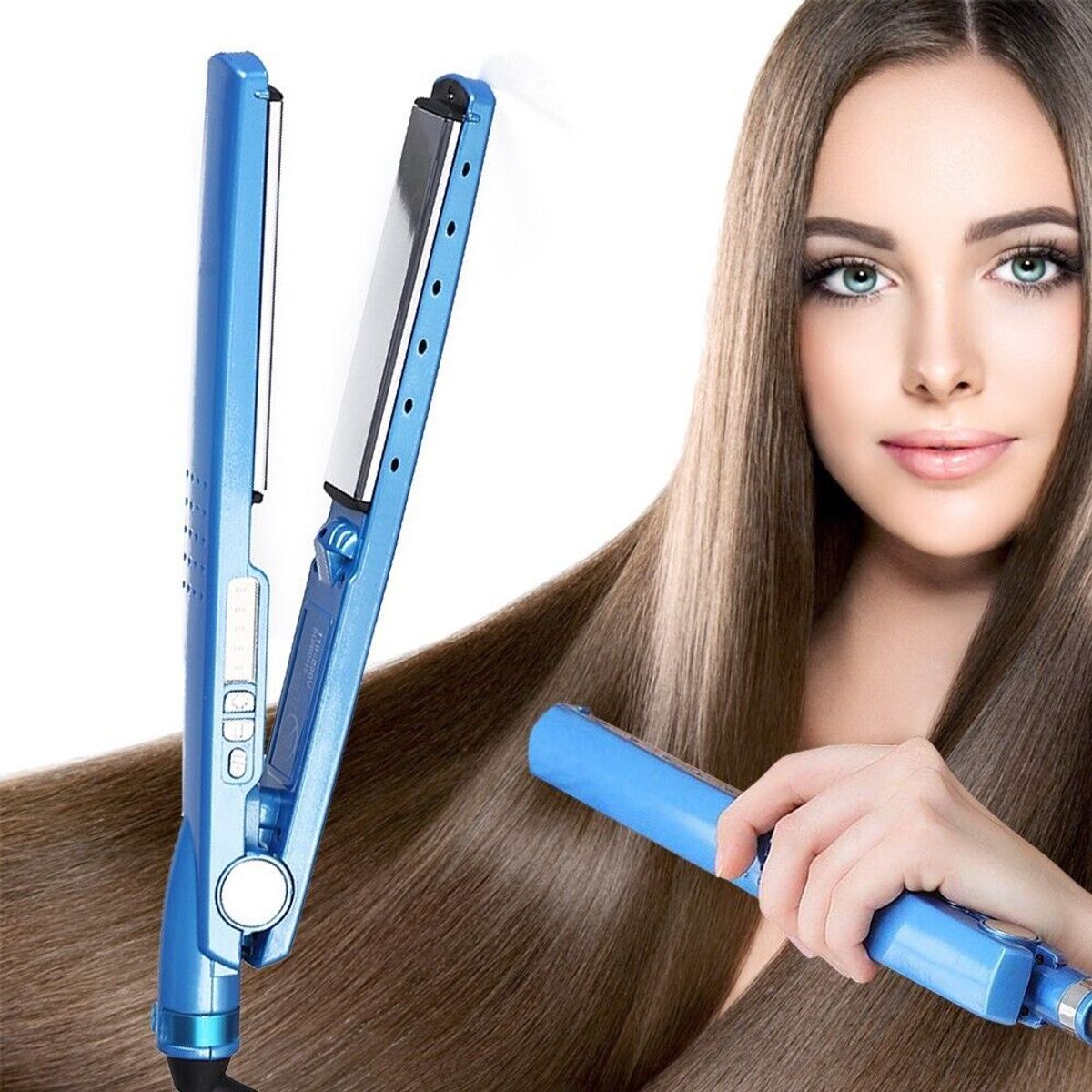 OEM - Plancha Laceador Nano Titanium Sky Blue Para todo Tipo de Cabello