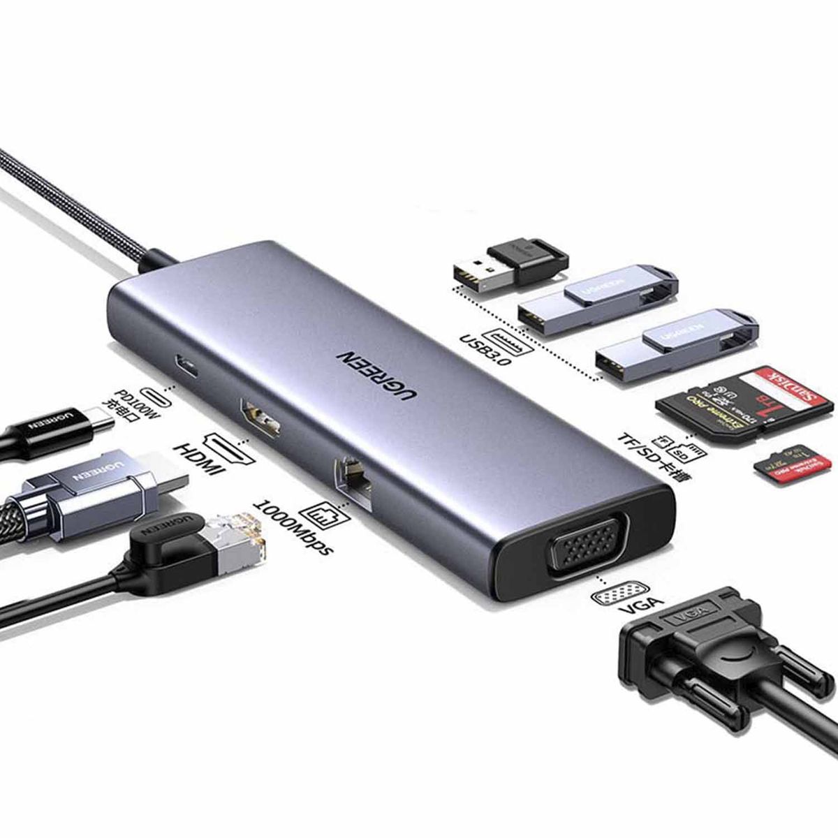 UGREEN - Adaptador Ugreen 9 In 1 USB-C Multifunction Adapter Cm498 Silver