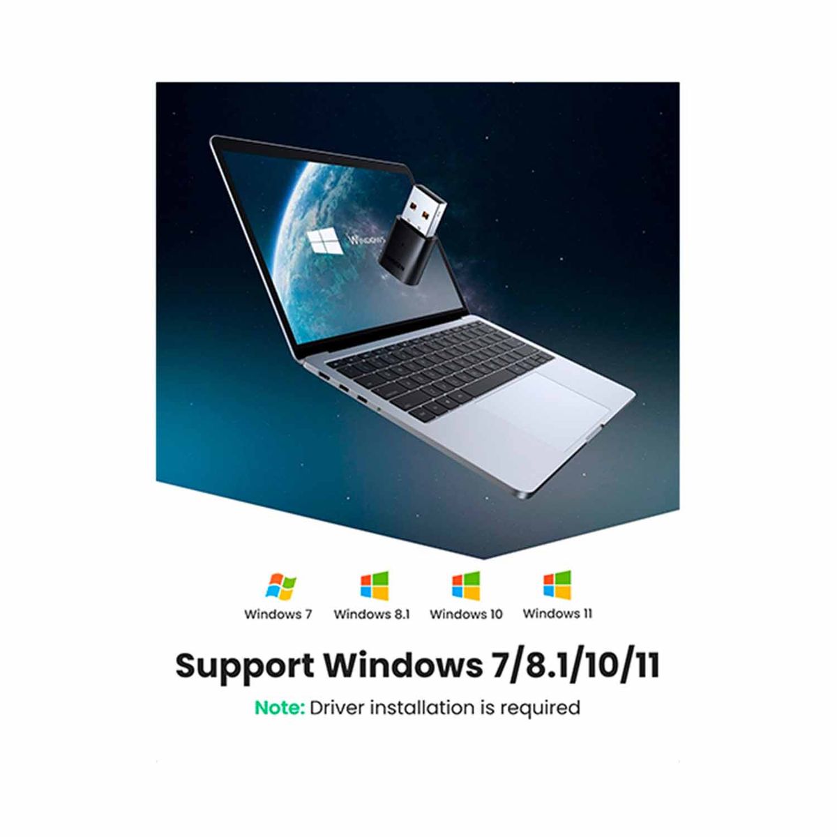 UGREEN - Adaptador Ugreen Bluetooh 5.0 USB (80890) Black