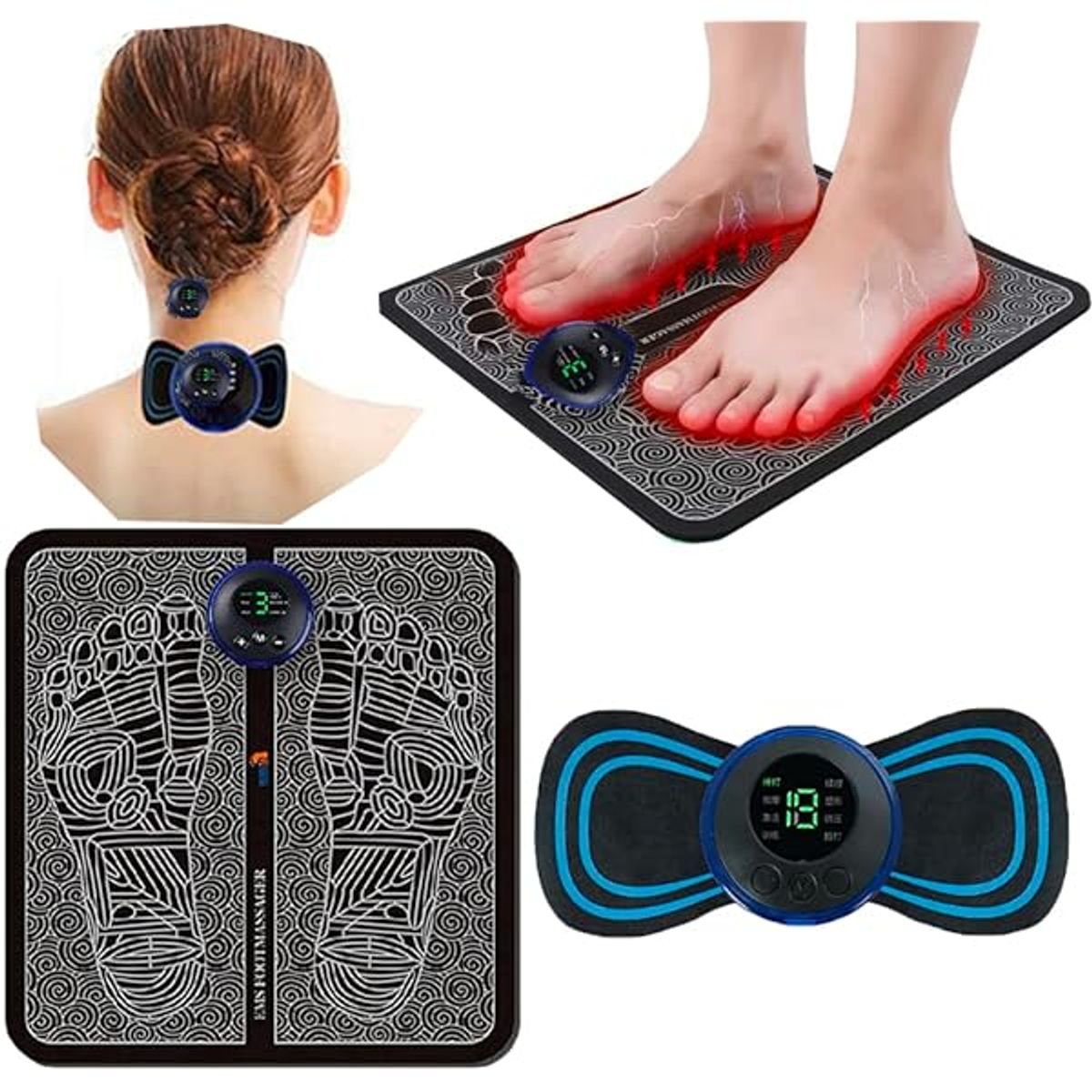 GENERICO - Pack Masajeador de Pies y Cervical Cuello EMS Estimulador Muscular