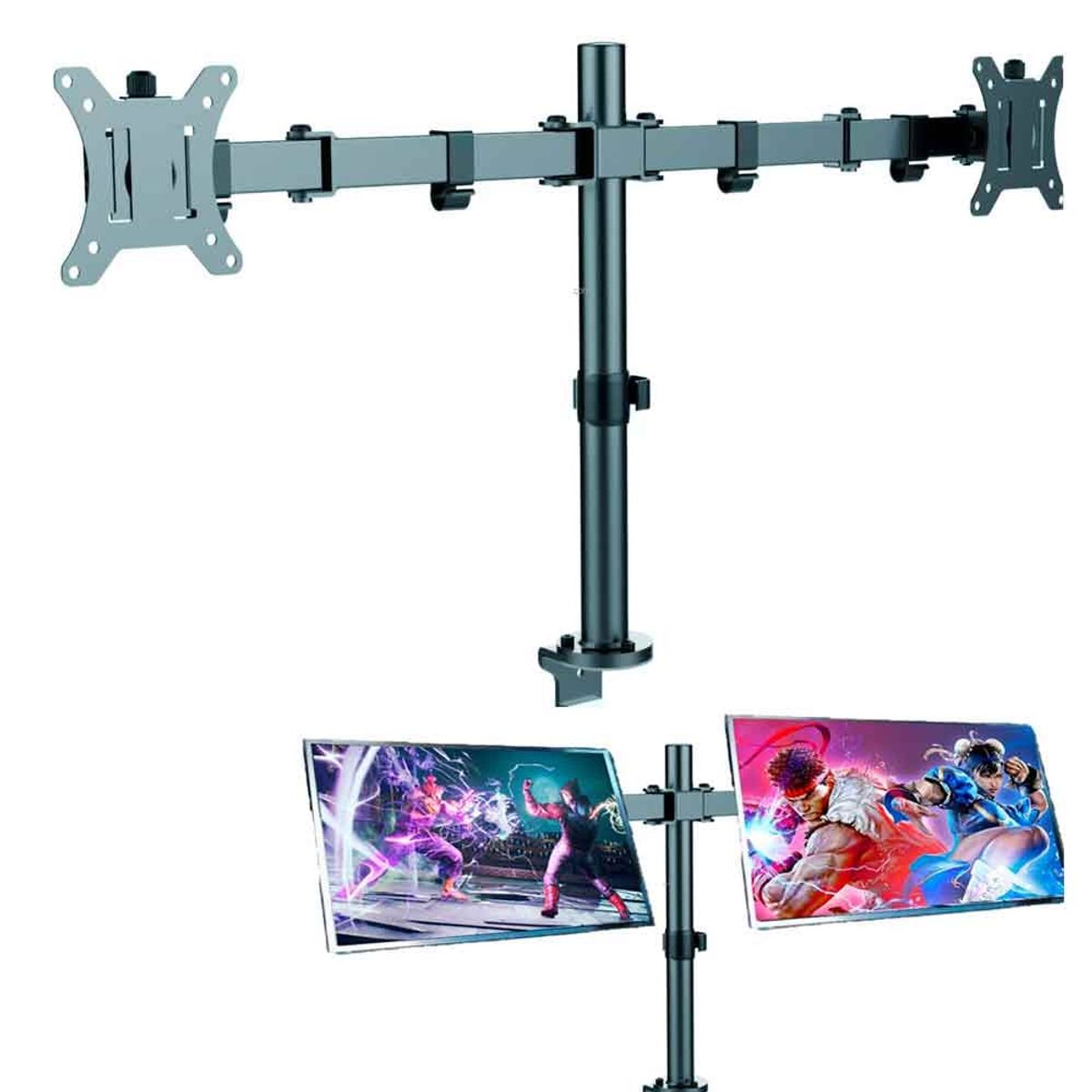 VARIOS - Rack para Monitor Doble Brazo Vesa hasta 32 pulg 100x100 75x75 Tubo DT