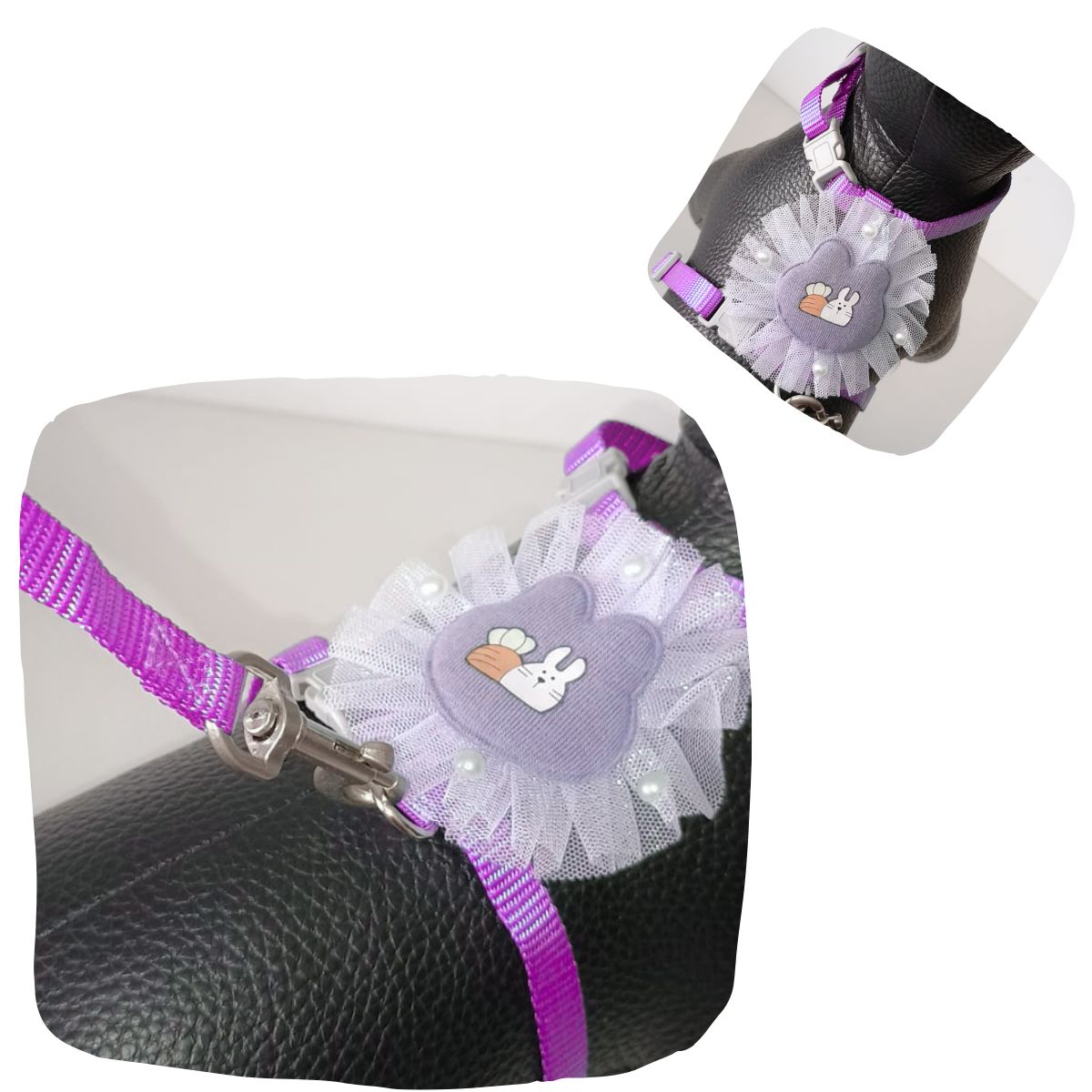 GENERICO - ARNES TULL CONEJITO Y CORREA MASCOTA - LILA