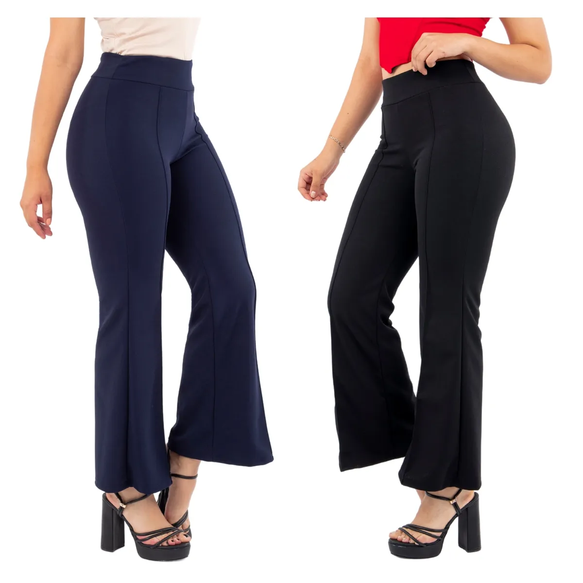 GENERICO - Pack x2 Pantalón Scuba Palazzo  Marina Mujer