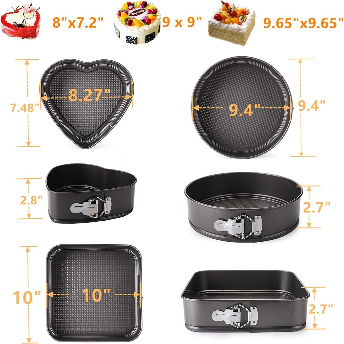 OEM - Kit 3 Moldes para Pasteles Kekes Desmontable Antiadherentes