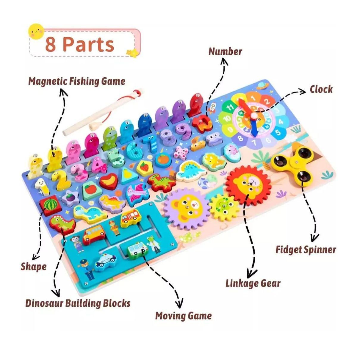 IMPORTADO MC - TABLERO MONTESSORI PARA NIÑOS 8 EN 1 DIDACTICO EDUCATIVO