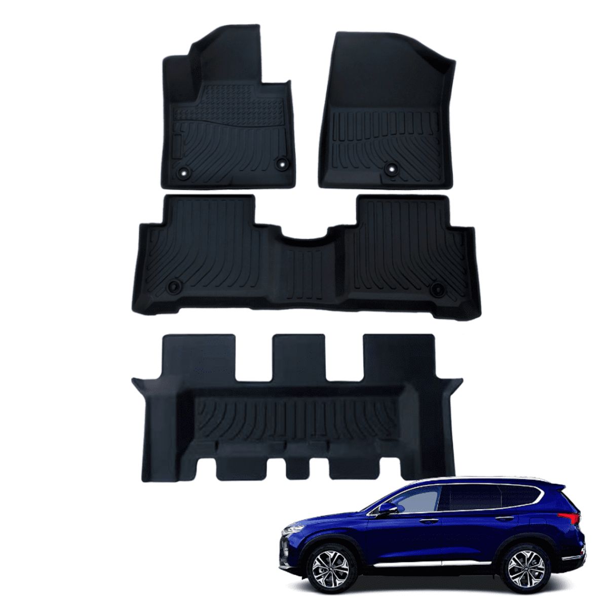 TECGO - PROTECTOR PISO 5D TPE HYUNDAI SANTA FE 2013-2018 3 FILAS