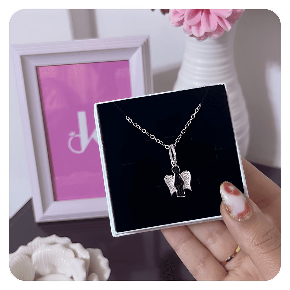 GENERICO - Collar Mujer Ángel Circones Regalo Novia Joya Plata 925