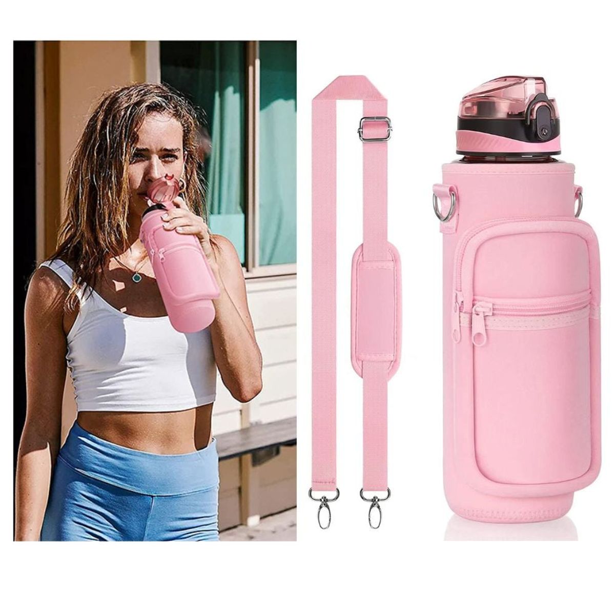 GENERICO - Botella Tomatodo de Agua Deportiva sin BPA con Funda Premium