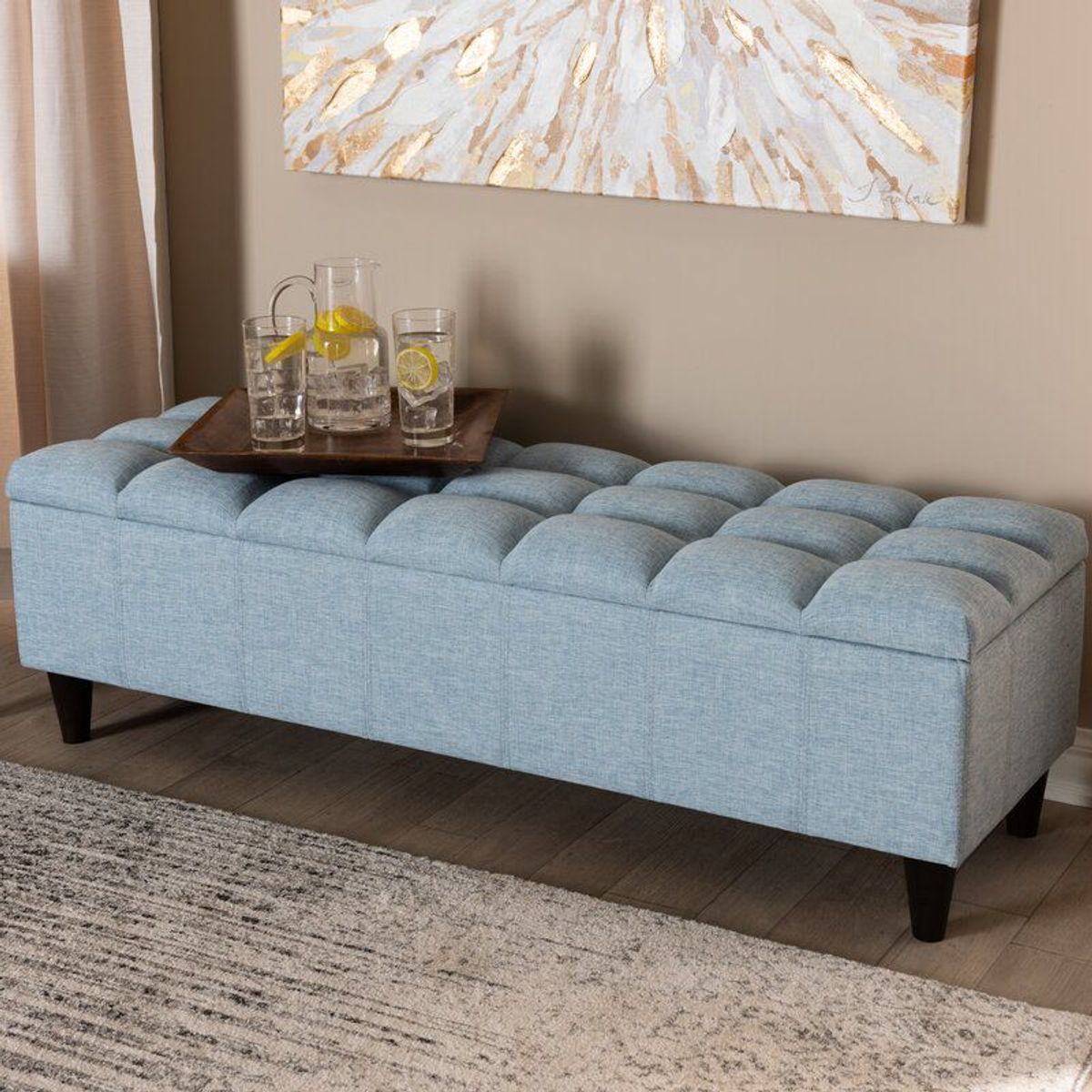 GENERICO - Banqueta Baúl Beatrix Celeste Decoban Hogar