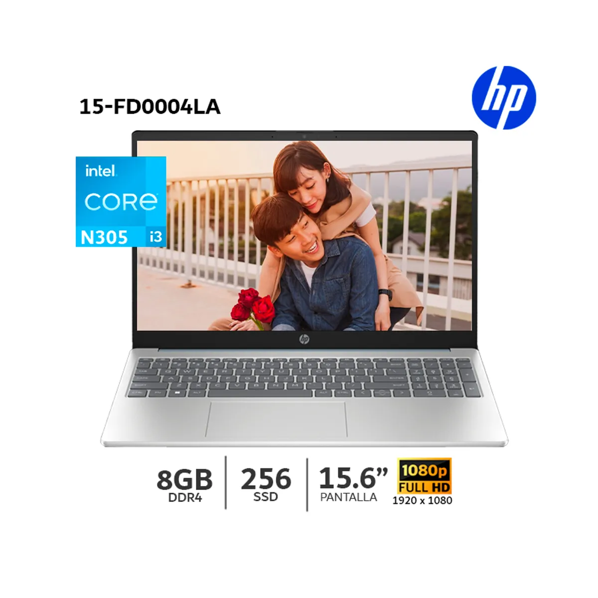 HP - Laptop HP 15-FD0004LA Core i3-N305 8GB Ram 256GB SSD 15.6 FHD Windows -802N6LA