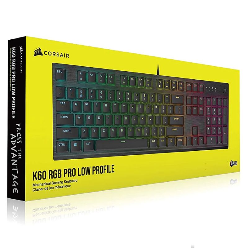 CORSAIR - teclado mecánico CORSAIR K60 RGB PRO LOW PROFILE  CHERRY MX Speed