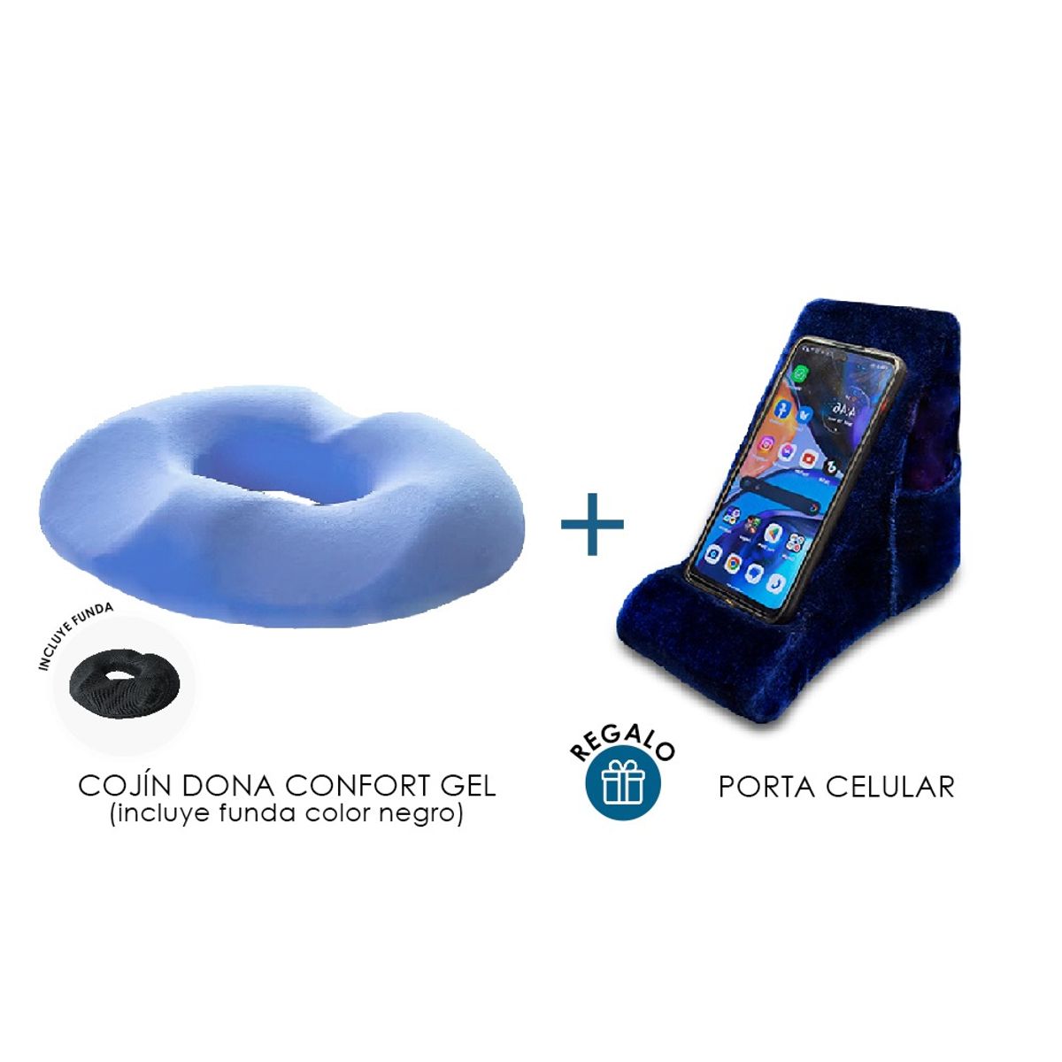 TERAFLEX - COJIN DONA GEL HEMORROIDES COXIS + REGALO PORTACELULAR  TERAFLEX