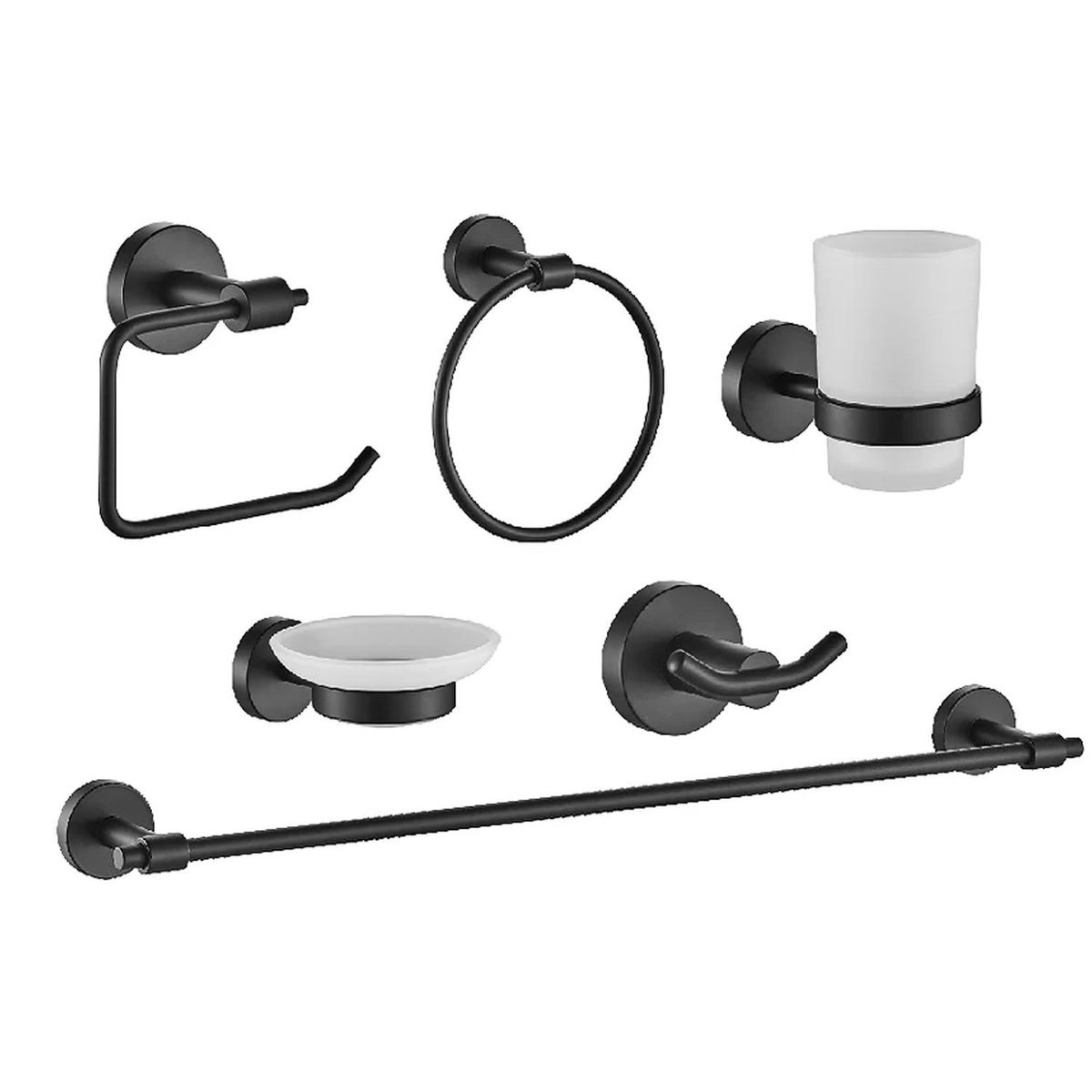 GENERICO - Kits de Baño 6 Piezas Acero Negro satinado
