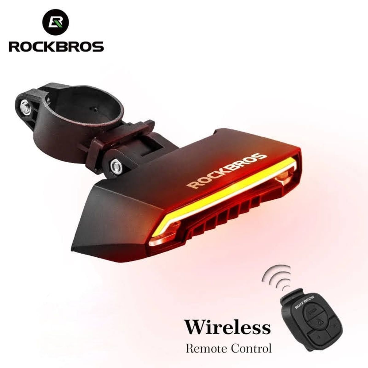 ROCKBROS - Luz trasera para bicicleta con laser y control remoto