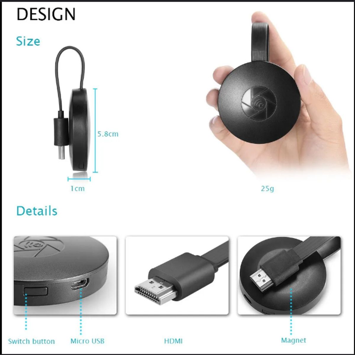 GENERICO - Wecast WiFi Display HDMI Dongle Miracast DLNA AirPlay 1080P