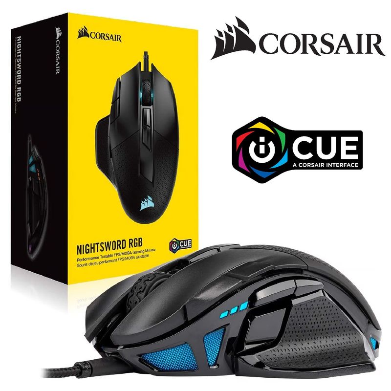 CORSAIR - Mouse Corsair personalizable para juegos FPSMOBA NIGHTSWORD RGB
