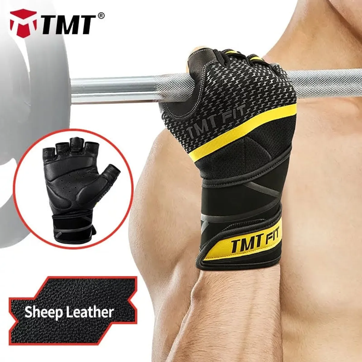 TMT - Guantes profesionales de cuero para gimnasio - Talla L