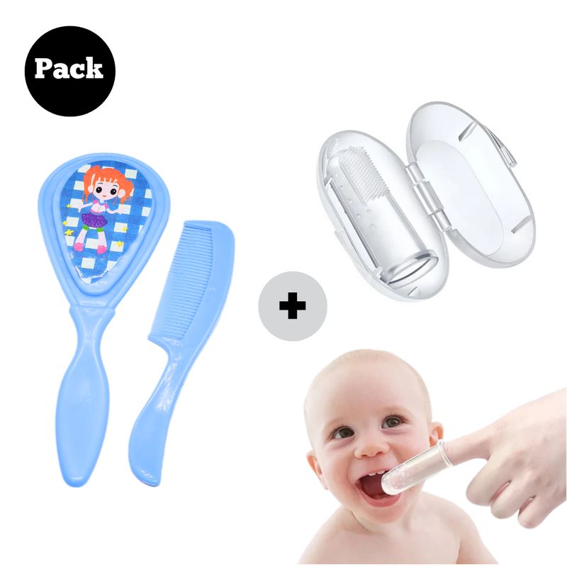 GENERICO - Pack Cepillo Peine y Dedal para bebé Transparente