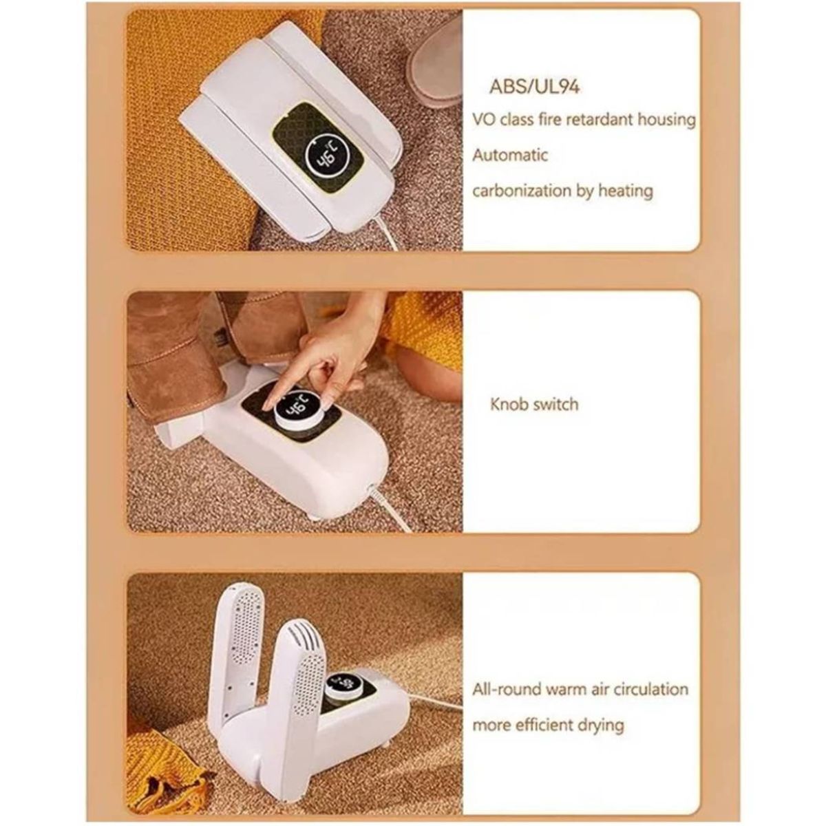 GENERICO - Secador de Calzado Eléctrico Portátil Plegable