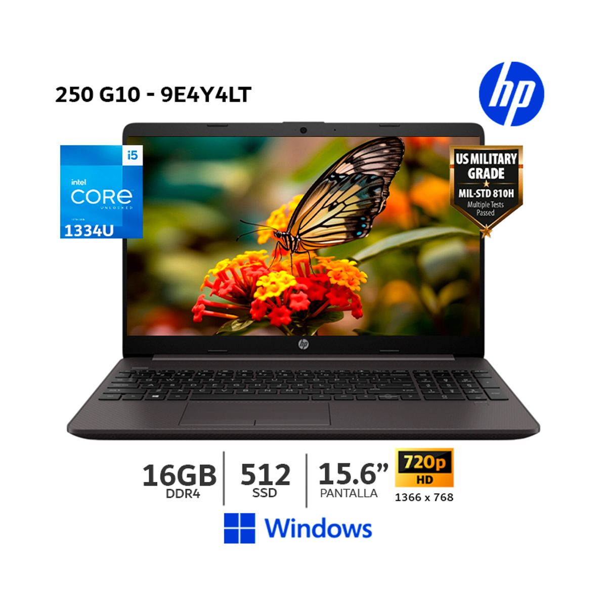 HP - Laptop HP 250 G10 i5-1334U 16Gb Ram 512Gb SSD 156 Pantalla HD - 9E4Y4LT