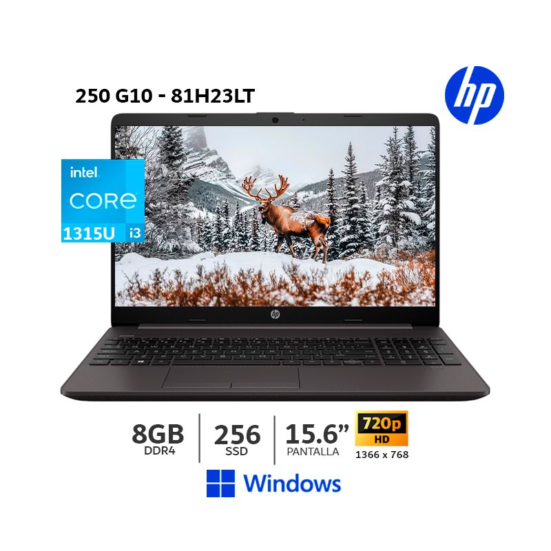 HP - Laptop HP 250 G10 Intel Core i3-1315U 8Gb Ram 256Gb SSD 156 Pantalla HD Windows - 81H23LT