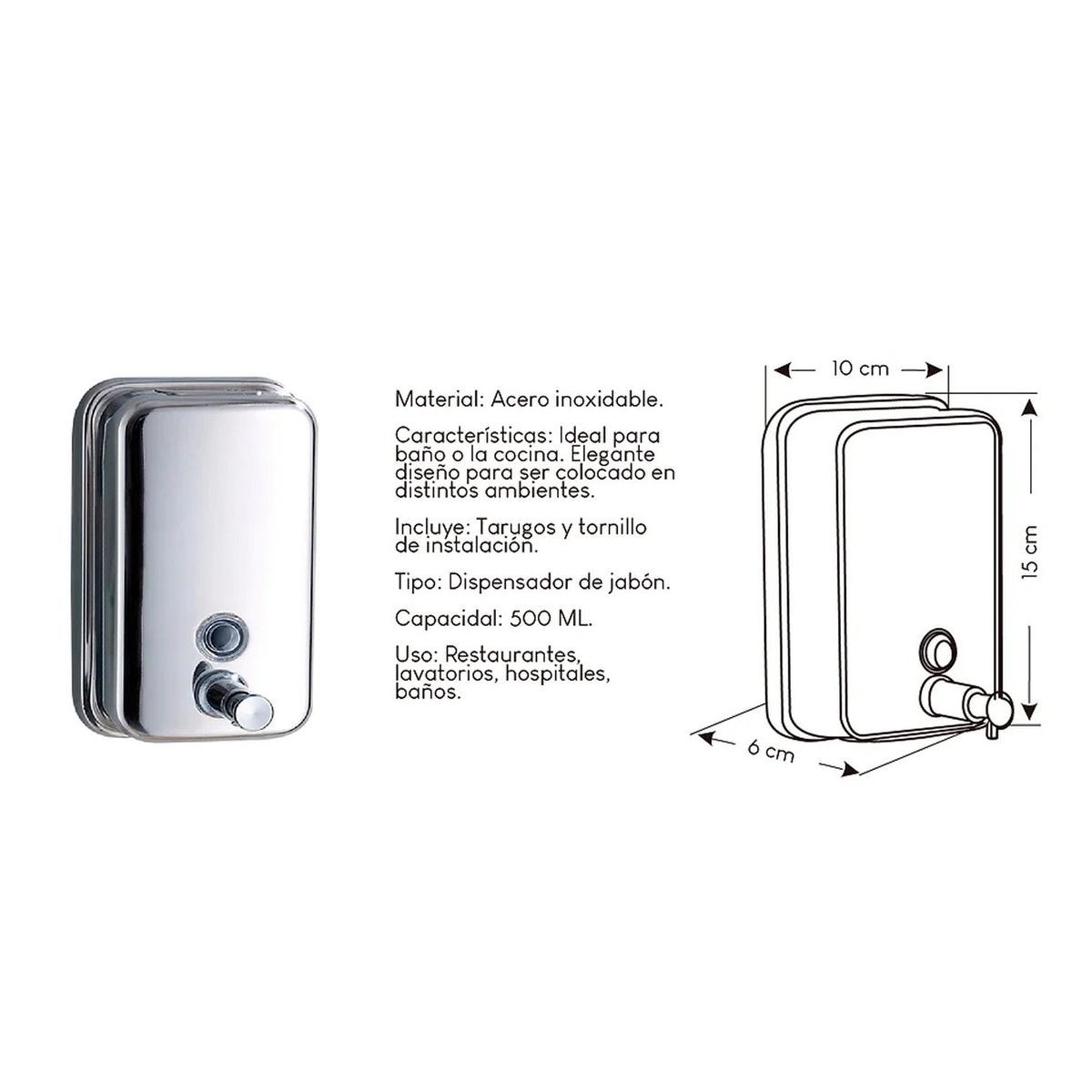 GENERICO - Dispensador de Jabón Acero Inoxidable