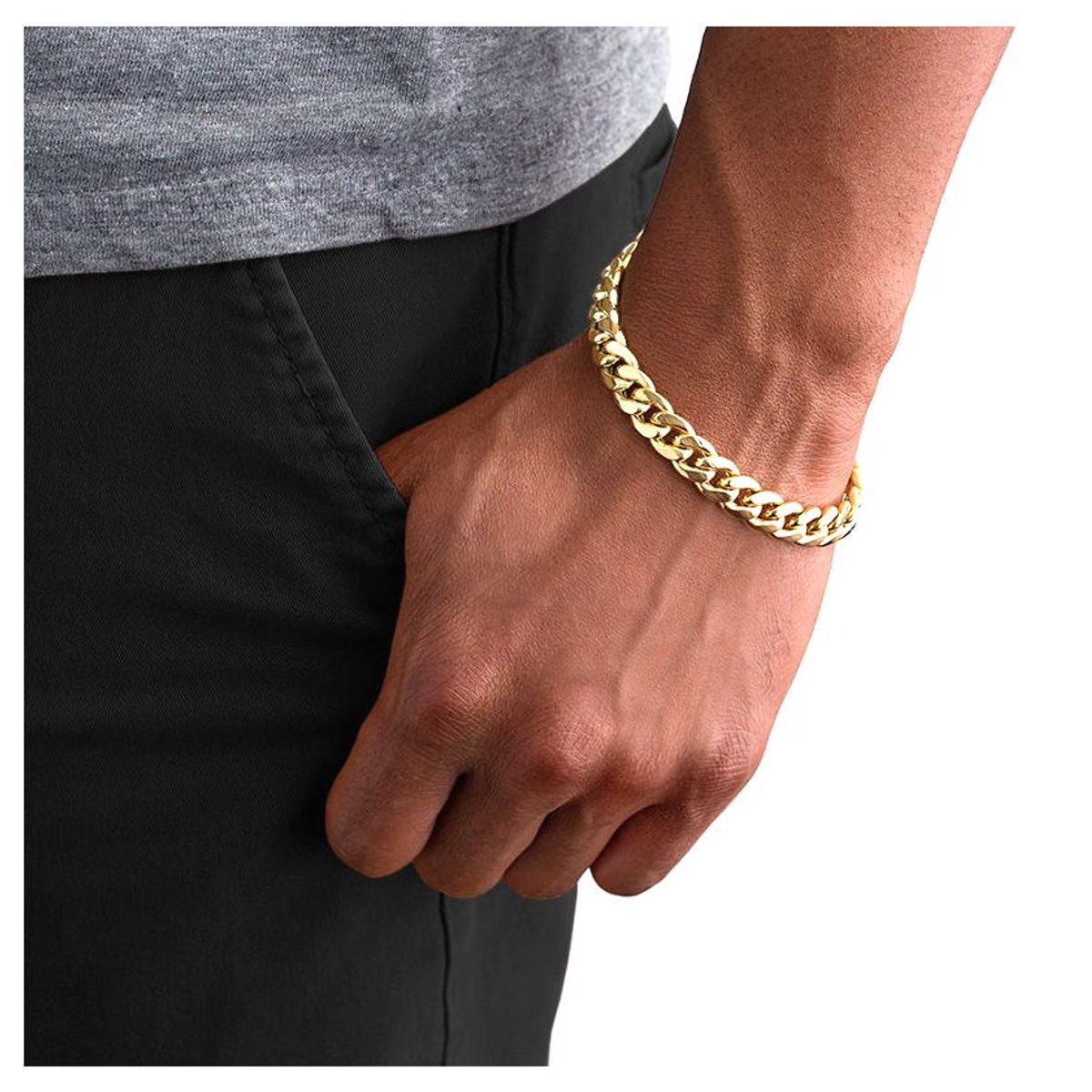 OEM - PULSERA HOMBRE ESLABON SEMI GRUESO ACERO INOXIDABLE 316L x SAN VALENTIN