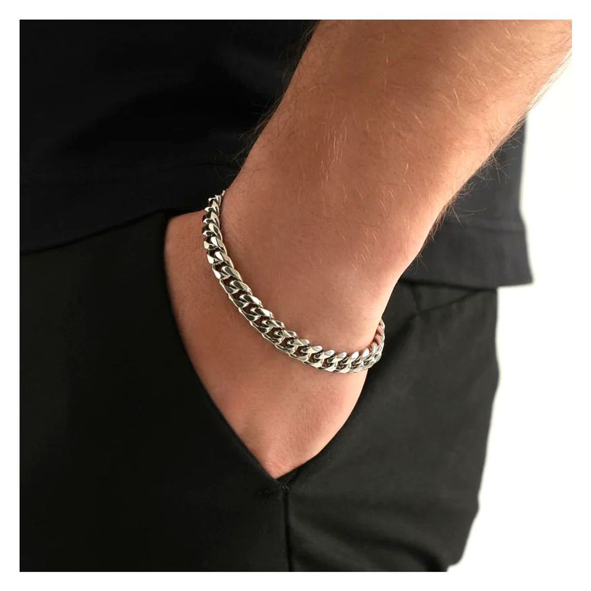 OEM - PULSERA HOMBRE ESLABON SEMI GRUESO ACERO INOXIDABLE 316L x SAN VALENTIN