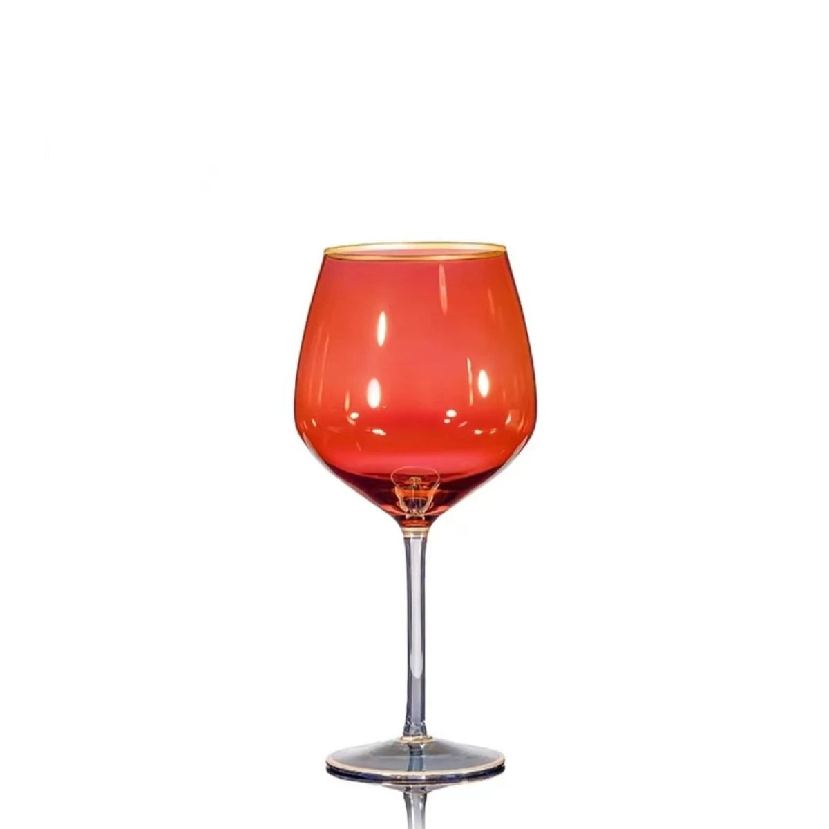 GENERICO - Set 6 Copa vino de Cristal estilo italiano Rojo multicolor
