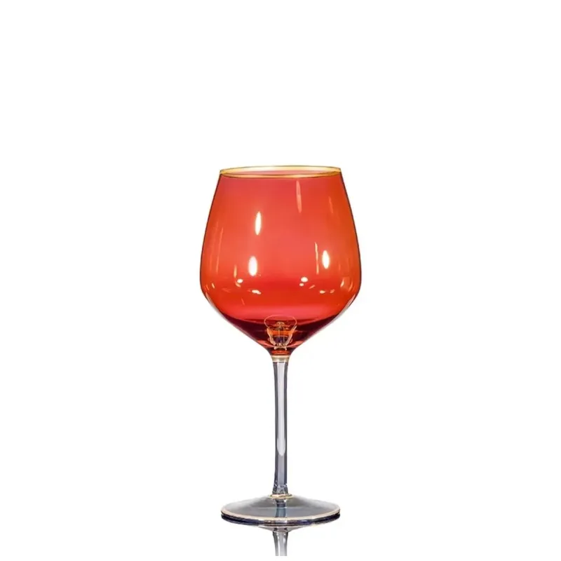 GENERICO - Set 6 Copa vino de Cristal estilo italiano Rojo multicolor