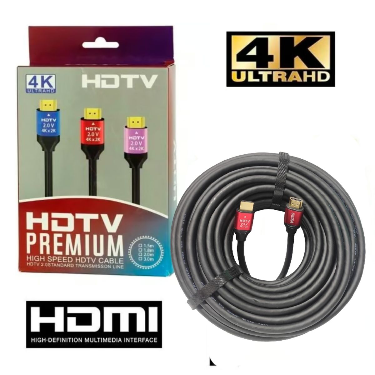 GENERICO - Cable HDMI 20 Metros Premium 4K Ultra HD HDTV 2.0 V