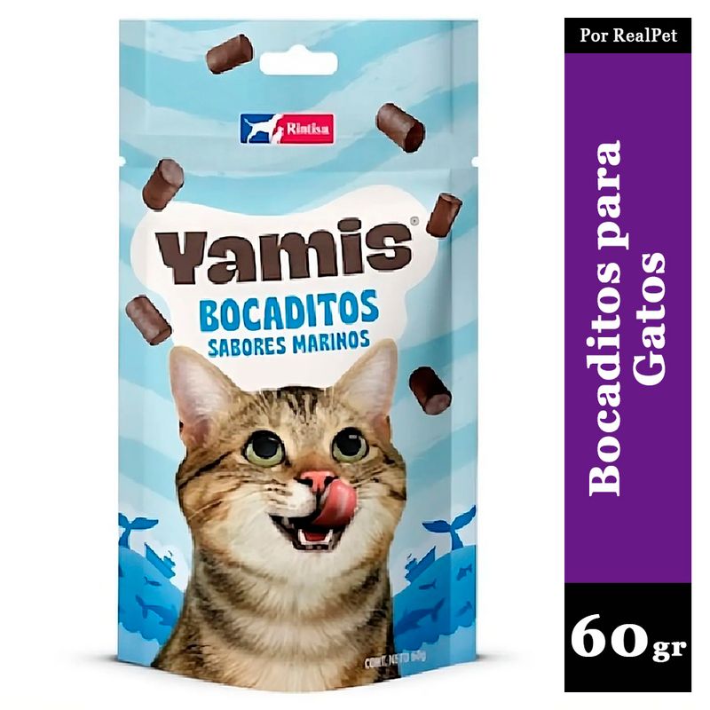 GENERICO - Snacks Yamis para Gato Bocaditos Sabor Marino 60 gr