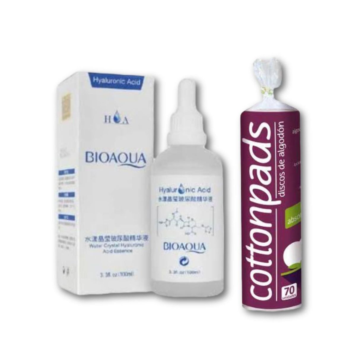 BIOAQUA - Serum Ácido Hialurónico  + Discos de Algodón Desmaquillante 70 und