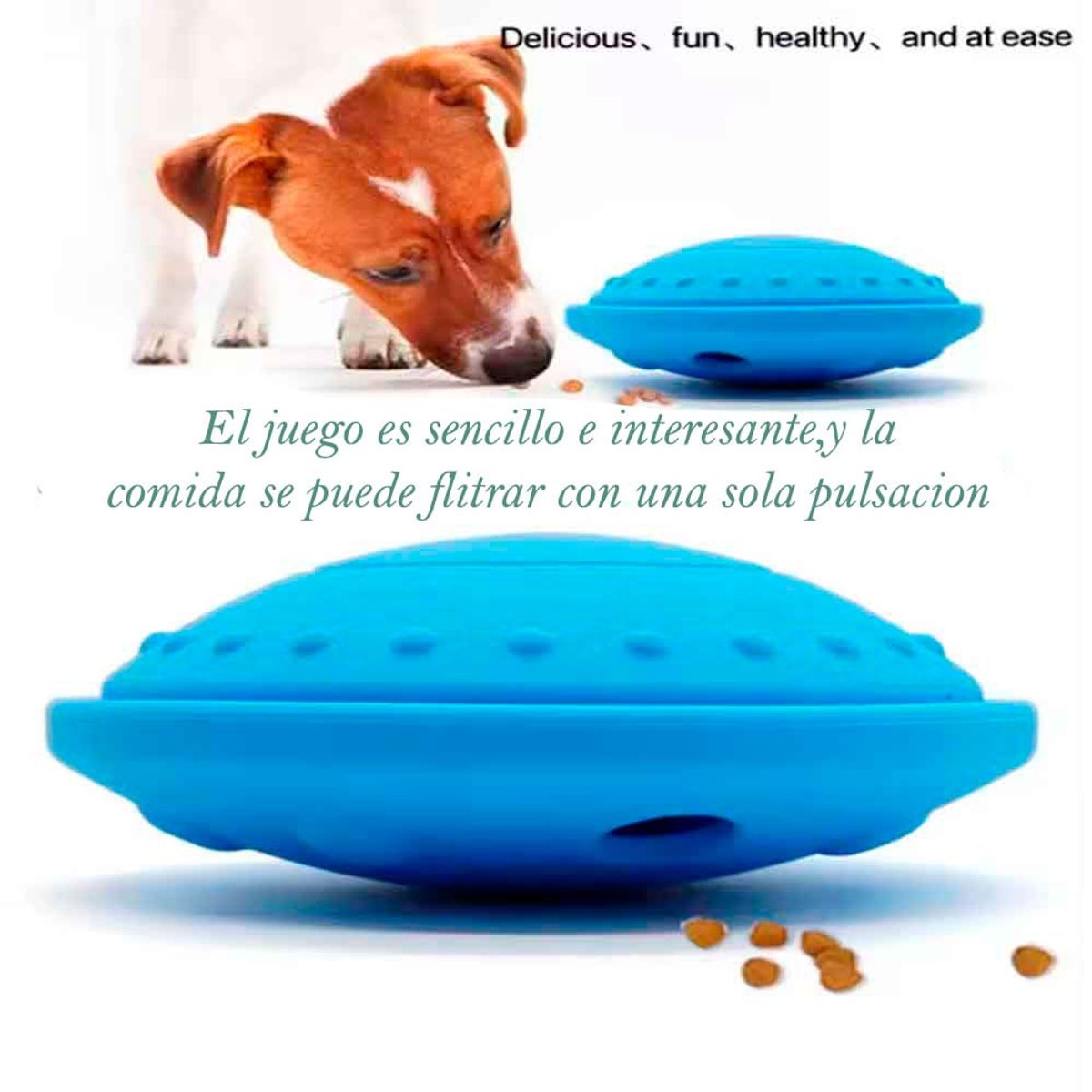 VARIOS - Disco Dispensador de Comida para Perros y Gatos de Goma Azul