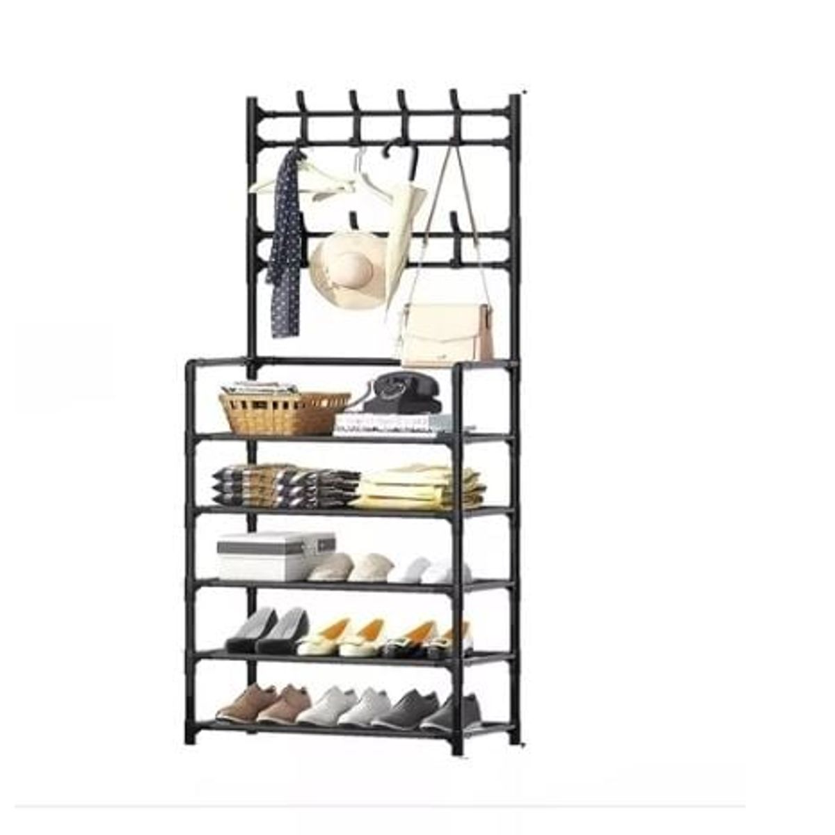 GENERICO - Estante De Almacenamiento Con Zapatero Y Perchero