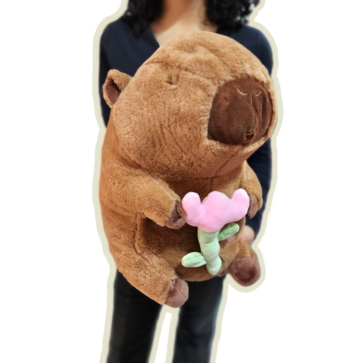 XCLUSIVE - CAPIBARA CAPYBARA CON FLOR TULIPAN  KAWAII 40CM IMPORTADO