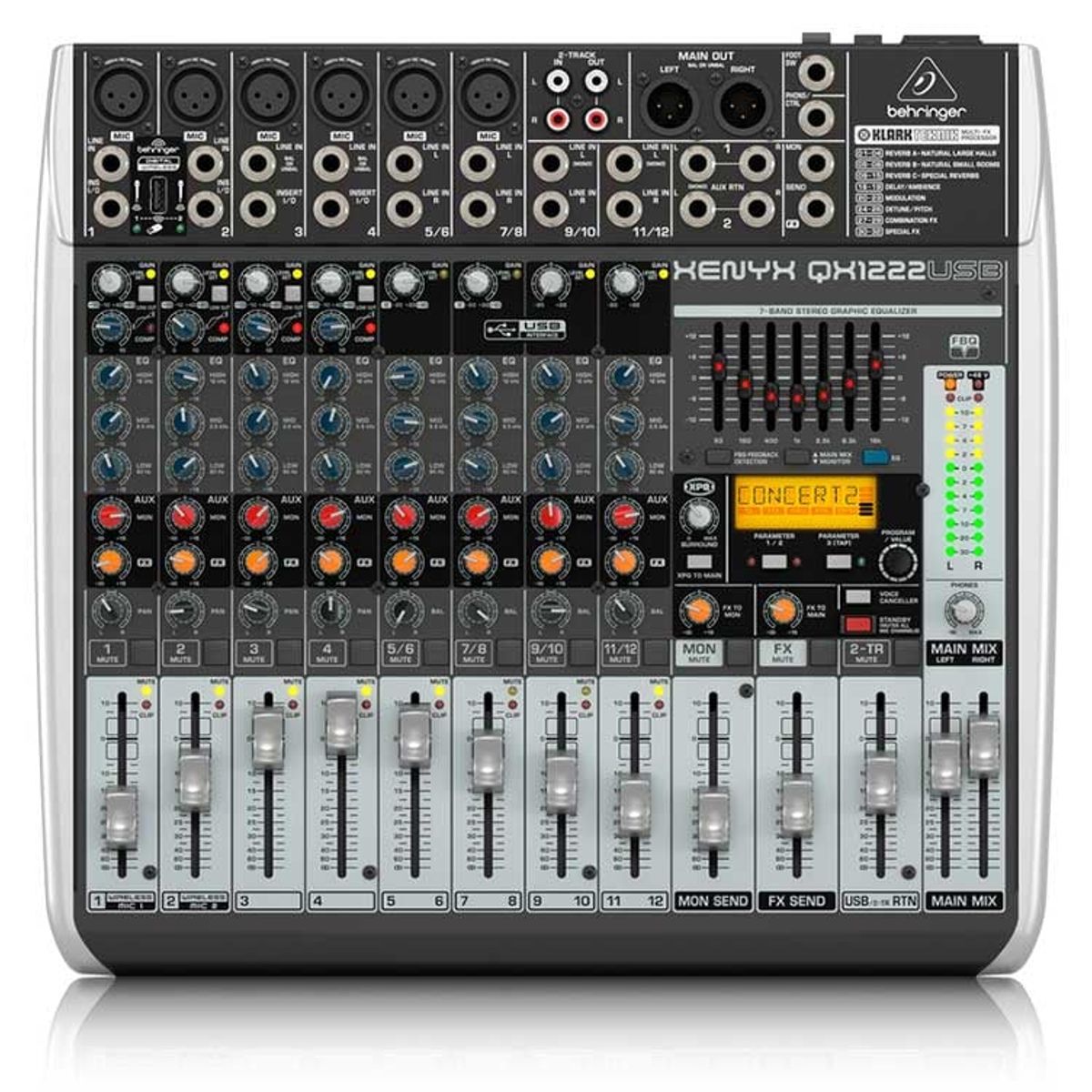 BEHRINGER - QX1222USB Behringer - Mezclador con ecualizador efectos interfaz