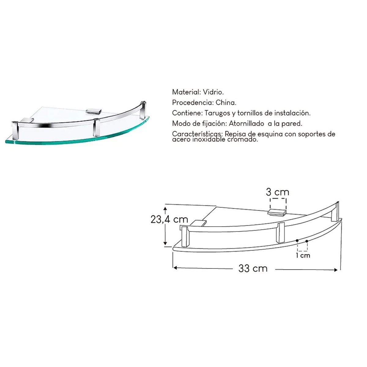 GENERICO - Repisa de Esquina Acero Inoxidable