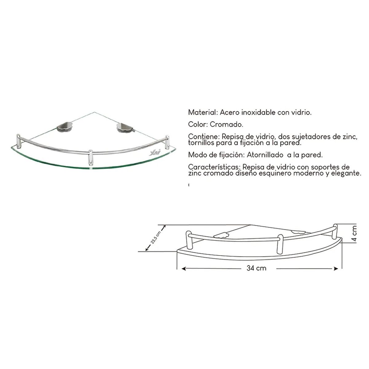 GENERICO - Repisa de Esquina Zinc Cromado