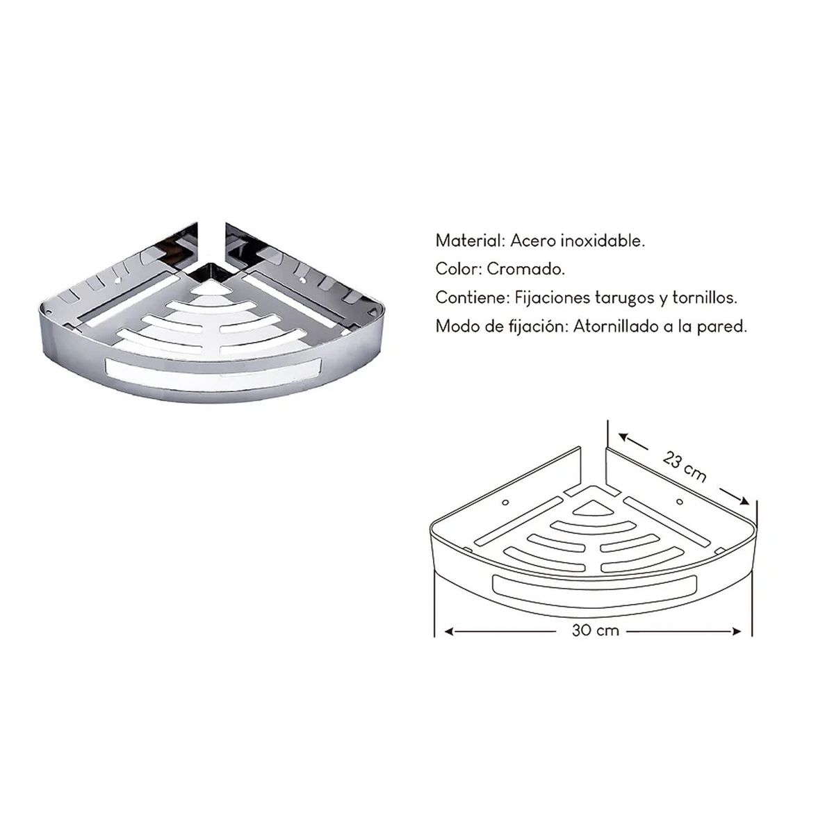 GENERICO - Repisa de Esquina Acero Inoxidable